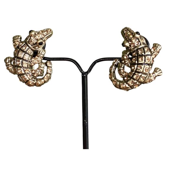 Heidi Daus Alligator Crystal Pierced Earrings NIB - Picture 1 of 12
